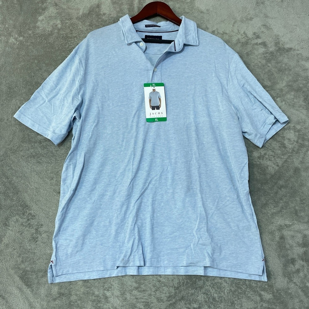 NWT Jachs New York Polo Shirt Men's XL Blue Pima Cotton Blend Casual Short